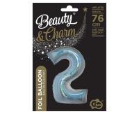 Opakowanie Balon foliowy B&C cyfra 2 holograficz srebrna 76cm