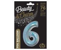 Opakowanie Balon foliowy B&C cyfra 6 holograficz srebrna 76cm