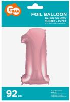 Opakowanie Balon foliowy cyfra 1 jasnoróżowa 92cm