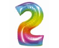Opakowanie Balon foliowy cyfra 2 tęczowa Smart 76cm
