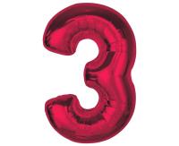 Opakowanie Balon foliowy cyfra 3 czerwona Smart 92cm