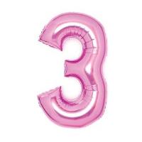 Opakowanie Balon foliowy cyfra 3 różowa 50x66cm