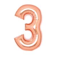 Opakowanie Balon foliowy cyfra 3 różowe złoto 50x66cm
