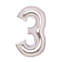 Opakowanie Balon foliowy cyfra 3 srebrna 50x66cm