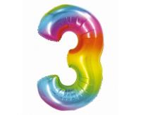Opakowanie Balon foliowy cyfra 3 tęczowa Smart 76cm