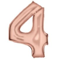 Opakowanie Balon foliowy cyfra 4 satynowa różowe złoto 86cm