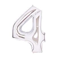 Opakowanie Balon foliowy cyfra 4 srebrna 51x66cm