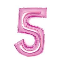 Opakowanie Balon foliowy cyfra 5 różowa 52x66cm