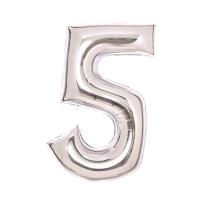 Opakowanie Balon foliowy cyfra 5 srebrna 52x66cm