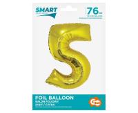 Opakowanie Balon foliowy cyfra 5 złota Smart 76cm