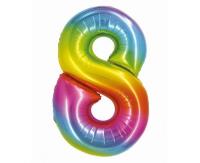 Opakowanie Balon foliowy cyfra 8 tęczowa Smart 76cm
