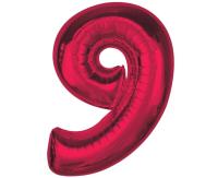 Opakowanie Balon foliowy cyfra 9 czerwona Smart 92cm