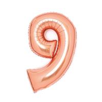 Opakowanie Balon foliowy cyfra 9 różowe złoto 47x66cm