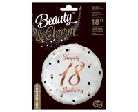 Opakowanie Balon foliowy Happy 18 Birthday, biały 45cm