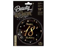 Opakowanie Balon foliowy Happy 18 Birthday czarny 45cm
