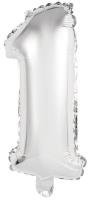 Opakowanie Balon foliowy mini cyfra 1 srebrna 19,5x40cm