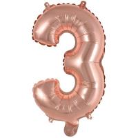 Opakowanie Balon foliowy mini cyfra 3 różowe złoto 25x40cm