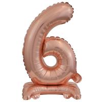 Opakowanie Balon foliowy mini cyfra 6 na stojaku różowe złoto