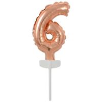 Opakowanie Balon foliowy mini cyfra 6 różowe złoto 7x12cm