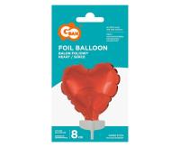 Opakowanie Balon foliowy Serce na patyczku czerwone 8cm