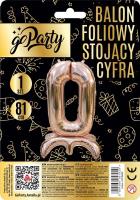 Balon foliowy stojący 0 rose gold 81cm. Wydawca: GoParty. SmakLiter.pl Opakowanie Balon foliowy stojący 0 rose gold 81cm