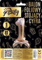Balon foliowy stojący 1 rose gold 81cm. Wydawca: GoParty. SmakLiter.pl Opakowanie Balon foliowy stojący 1 rose gold 81cm