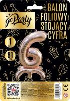 Balon foliowy stojący 6 rose gold 81cm. Wydawca: GoParty. SmakLiter.pl Opakowanie Balon foliowy stojący 6 rose gold 81cm