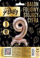 Balon foliowy stojący 9 rose gold 81cm. Wydawca: GoParty. SmakLiter.pl Opakowanie Balon foliowy stojący 9 rose gold 81cm