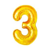 Balon foliowy złota cyfra '3'. Wydawca: ANTELLA. SmakLiter.pl Opakowanie Balon foliowy złota cyfra '3'