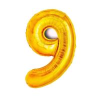 Balon foliowy złota cyfra '9'. Wydawca: ANTELLA. SmakLiter.pl Opakowanie Balon foliowy złota cyfra '9'