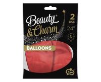 Opakowanie Balony Beauty&Charm platynowe j.czerwone 61cm 2szt