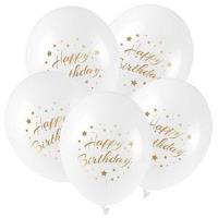 Opakowanie Balony ze złotym nadrukiem Happy Birthday 5szt