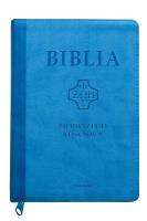 Okładka książki Biblia pierwszego Kościoła błękitna z paginatorami
