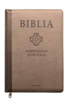 Okładka książki Biblia pierwszego Kościoła brązowa z paginatorami