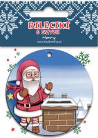 Bileciki do prezentów Mikołaj na dachu. Wydawca: Henry. SmakLiter.pl Opakowanie Bileciki do prezentów Mikołaj na dachu