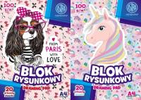 Opakowanie Blok rysunkowy A4 20 arkuszy Puppy&Unicorn 10 sztuk mix
