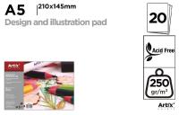 Blok rysunkowy A5/20K 250g. Wydawca: Artix. SmakLiter.pl Opakowanie Blok rysunkowy A5/20K 250g