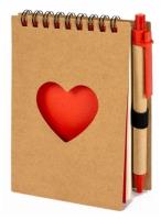 Blok spirala Eco Heart z długopisem. Wydawca: Fandy. SmakLiter.pl Opakowanie Blok spirala Eco Heart z długopisem
