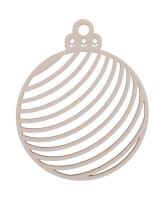 Opakowanie Bombka drewniana w paski 3szt biała