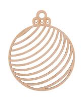 Opakowanie Bombka drewniana w paski 3szt naturalna