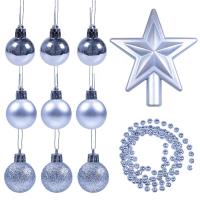 Opakowanie Bombki + gwiazda + łańcuch srebrne 11el