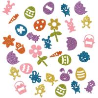 Opakowanie Brokatowe naklejki wielkanocne kształty z pianki