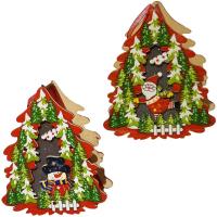 Opakowanie Choinka drewniana lampion ze światłem MIX