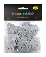 Choinki z pianki brokatowej srebrne ok 50szt. Wydawca: Galeria Hobby. SmakLiter.pl Opakowanie Choinki z pianki brokatowej srebrne ok 50szt