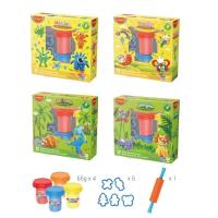 Opakowanie Ciastolina KEYROAD, 4x65g, 5 foremek, wałek, mix kolorów