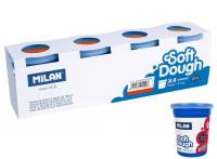 Opakowanie Ciastolina Milan basic 4 słoiczki x 116 g czerwona