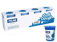 Opakowanie Ciastolina Milan basic 4 słoiczki x 116 g niebieska