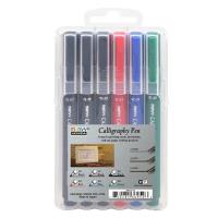 Opakowanie Cienkopisy kaligraficzne 3 grubości 6 kolorów