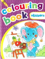 Okładka książki Colouring book z naklejkami. Fioletowa