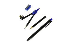 Opakowanie Cyrkiel, ołówek, długopis, temperówka w etui MIX